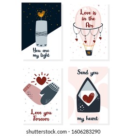 set of isolated romantic cards part 1 - vector illustration, eps