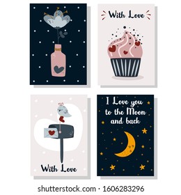set of isolated romantic cards part 2 - vector illustration, eps