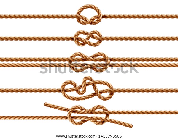 Set Isolated Ropes Different Knot Types Stock Vector (Royalty Free ...