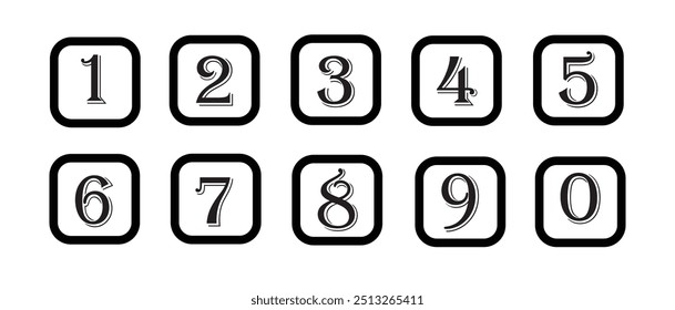 Set of isolated round number icons for vector illustration. numbering logo for UI apps and websites 