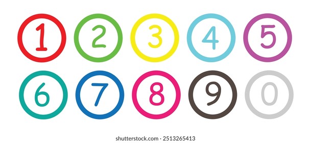 Set of isolated round number icons for vector illustration. numbering logo for UI apps and websites 