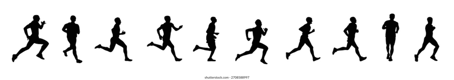 set of isolated running man silhouettes Vector