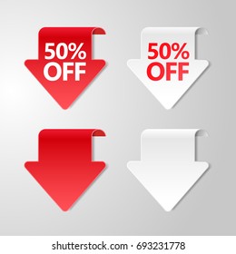 Set of isolated sale stickers. Empty template arrow stikers