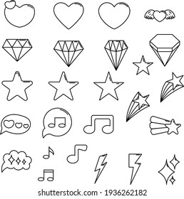 Set of isolated scary elements. Bone, ghosts, cross, bat. Vector illustration in 80s, pastel goth style. Great for Halloween party banners, flyers, greeting or invitation cards, baby or bridal shower.