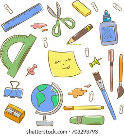 Set of isolated school supplies