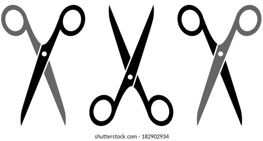 set isolated scissors silhouette on white background