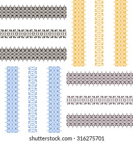 Set of isolated seamless patterns. Tribal vintage ethnic elements for tattoo art, clothing design or home decor. Oriental ornament, Mexican, Aztec and African collection of tribal art.