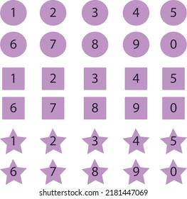 set isolated shapes circles squares asterisks purple