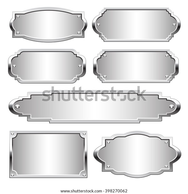 Set Isolated Silver Plaques Stock Vector (Royalty Free) 398270062