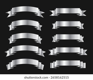 Conjunto de Vector de diseño de Anuncio de elemento de cinta plateada aislada