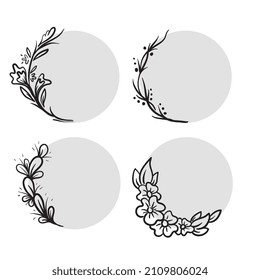 Set isolated of simple design floral ornament radial vector. good for text name initial invitation card, logo design.