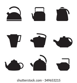Set of isolated simple icons on a theme kettles