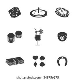 Set of isolated simple icons on a theme casino