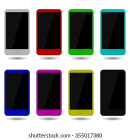 Set isolated smartphone, color