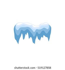 Set of Isolated snow cap. Snowy elements on winter background. Vector template in cartoon style for your design. Snowfall and snowflakes in motion