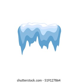 Set of Isolated snow cap. Snowy elements on winter background. Vector template in cartoon style for your design. Snowfall and snowflakes in motion