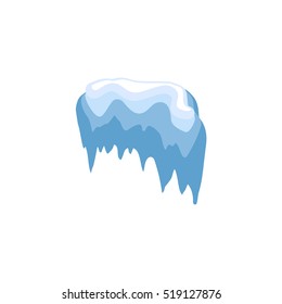Set of Isolated snow cap. Snowy elements on winter background. Vector template in cartoon style for your design. Snowfall and snowflakes in motion