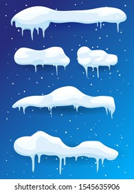 Set of Isolated snow cap. Snow cap vector collection.  Snow cap for design and decoration of Christmas greeting cards. Cartoon snow cap.