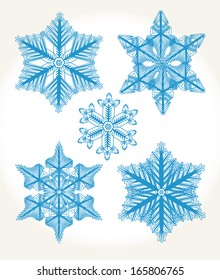 Set of isolated snowflakes.