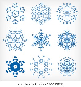 Juego de copos de nieve aislados para la decoración navideña
