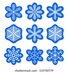 Set of the isolated snowflakes on a white background.