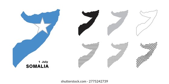 Set of isolated somalia maps. somalia flag overlaid with flag proportions. Maps and traveling around the world
