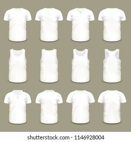 Set of isolated sport t-shirts for men and women