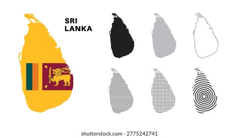 Set of isolated sri lanka maps. sri lanka flag overlaid with flag proportions. Maps and traveling around the world