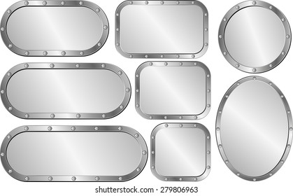 set of isolated steel plaques