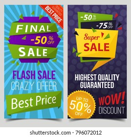 Set of isolated stickers with price discount, labels with guaranteed quality, tags backdrops for retail or trading, sale, advertising and commercial offer. Shop or store, market and promotion theme