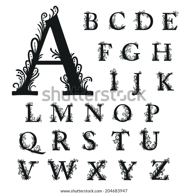 Set Isolated Stylized Calligraphic Illustrations Vector Stock Vector Royalty Free