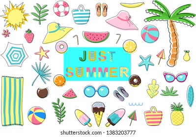 set of isolated summer elements - vector illustration, eps