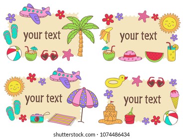 set of isolated summer frames - vector illustration, eps
