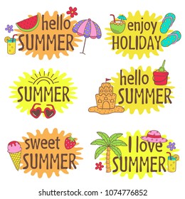 set of isolated summer letterings design - vector illustration, eps