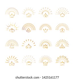 Set of isolated sunburst rays retro design elements isolated on a white background. Starbursts circles - Shutterstock ID 1425161177