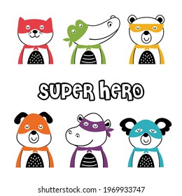 set of isolated superhero animals part 1