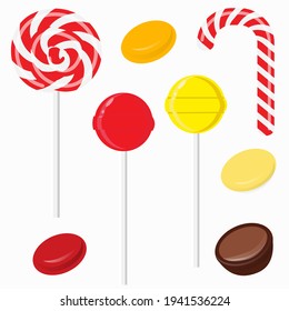 Set of isolated sweets, candies. Template for confectionery,shops,banner,poster,advertise.Vector
