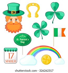 Set of isolated symbols for Saint Patrick's Day