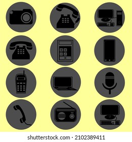 set of isolated technology device icons. gadgets, photography, desktops and internet connections