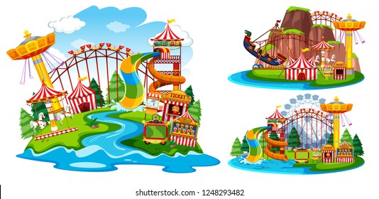 Set Of Isolated Theme Park