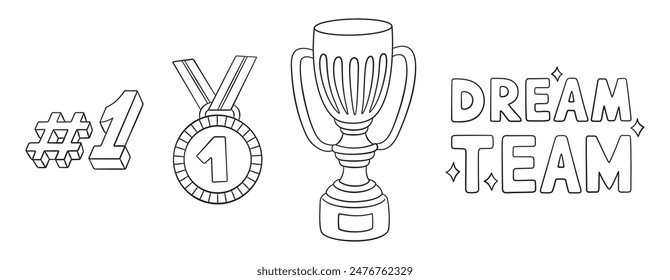 Set of isolated thin line champion icons. Collection of vector sport competition illustrations