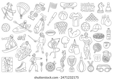 Set of isolated thin line sort icons. Collection of vector healthy lifestyle illustrations