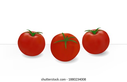 Conjunto de tomates aislados. Ilustración vectorial realista.