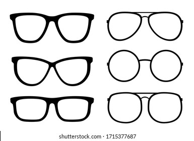 set of isolated transparent glasses and sunglasses icons