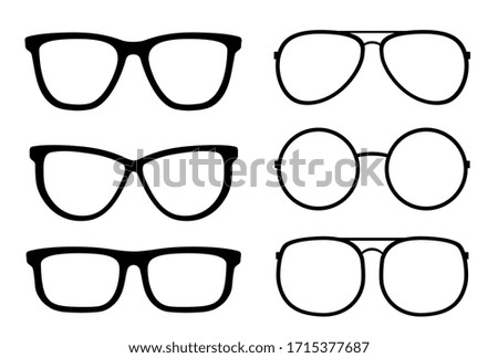 set of isolated transparent glasses and sunglasses icons