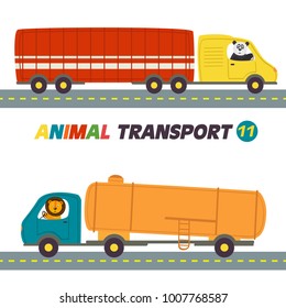 set of isolated transports with animals part 11 - vector illustration, eps

