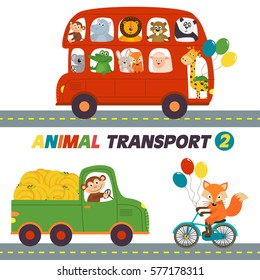 set of isolated transports with animals part 2 - vector illustration, eps
