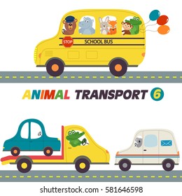 set of isolated transports with animals part 6 - vector illustration, eps