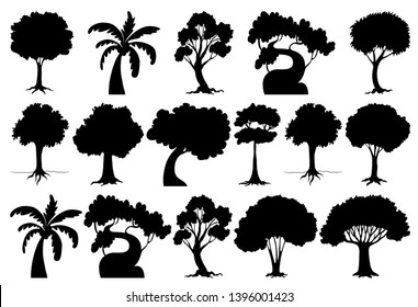 Conjunto de ilustraciones de árbol aisladas