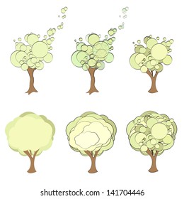 Set of isolated tree on white background. Vector design